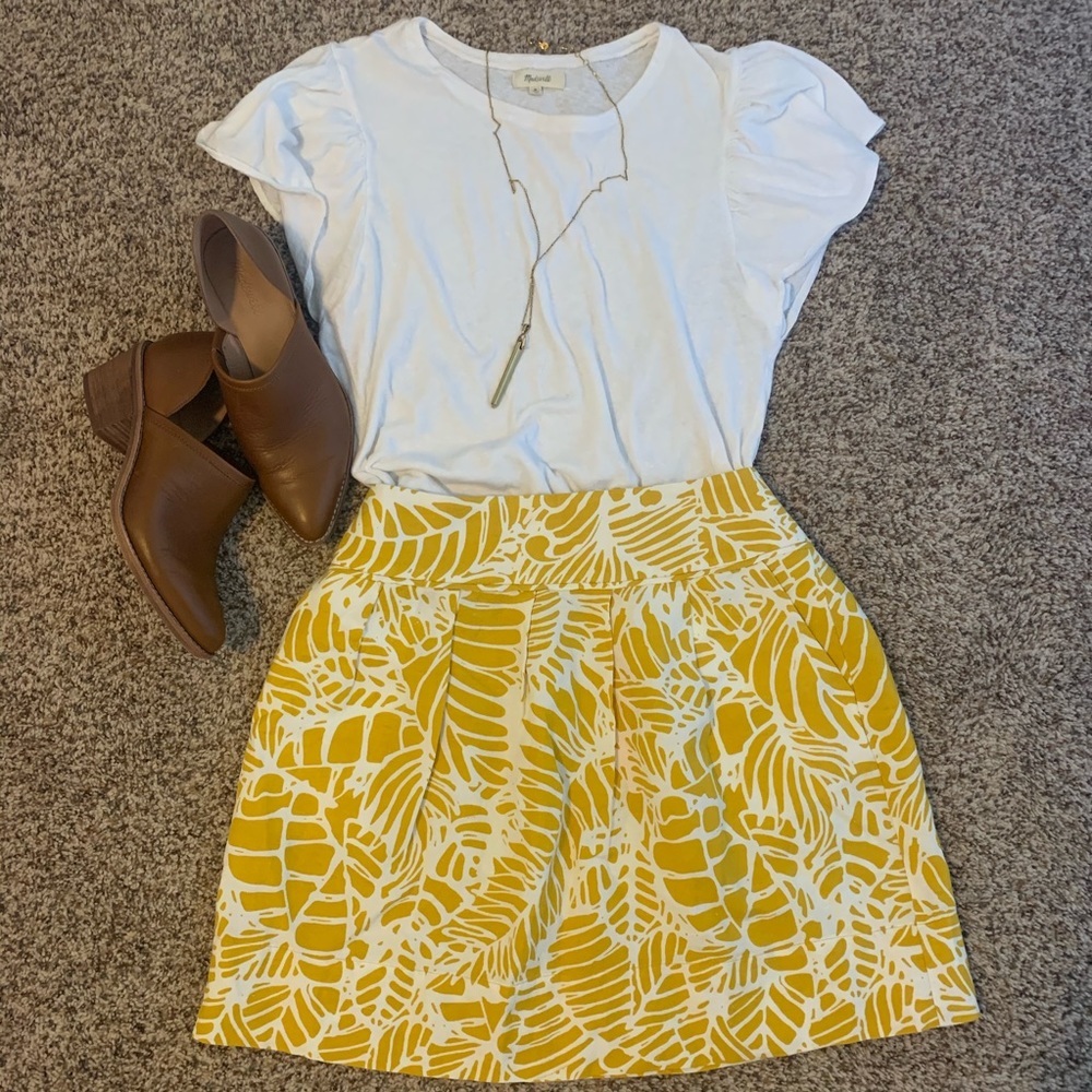 Ann Taylor LOFT tropical leaf skirt